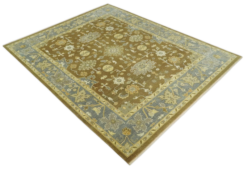 Antique Turkish Oushak 8x10 Hand Knotted Brown and Gray Persian Rug | AC23810