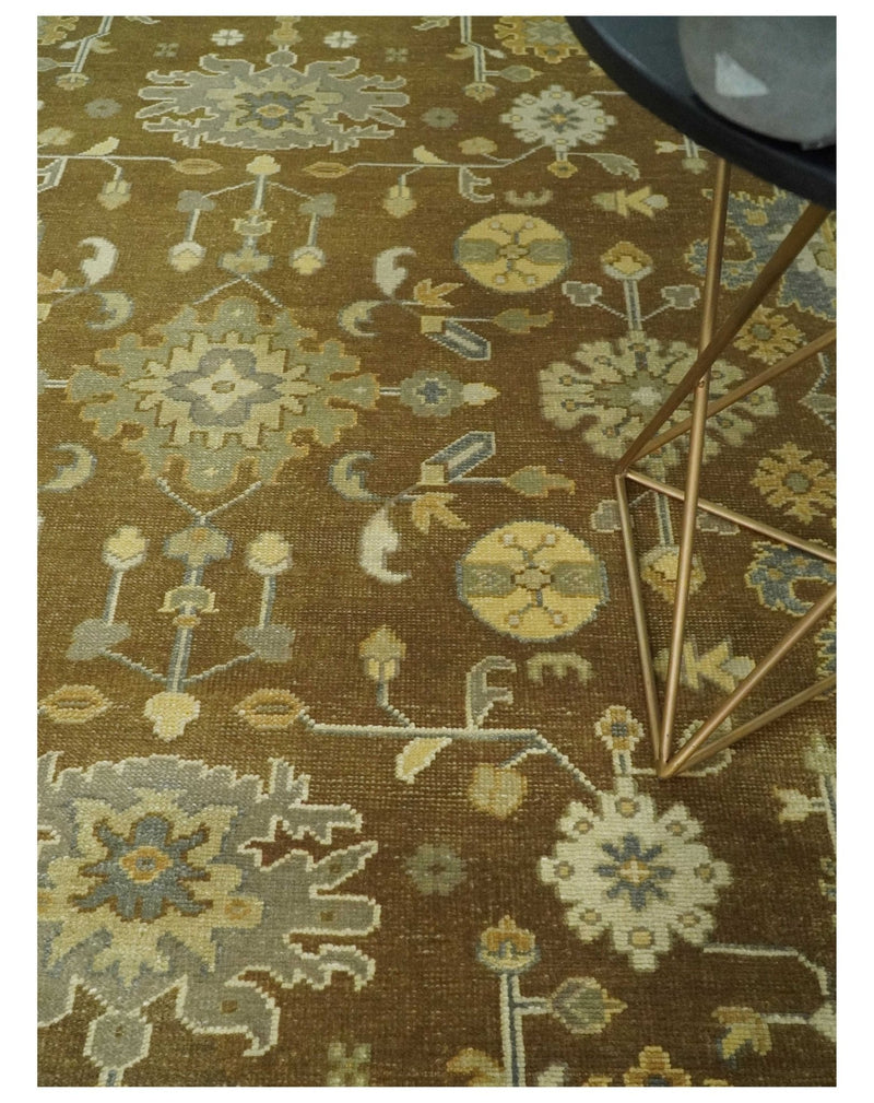 Antique Turkish Oushak 8x10 Hand Knotted Brown and Gray Persian Rug | AC23810