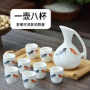 GobekUsa Ceramic Wine Set Dispenser Antique Pot Liquor Cup Warming Container