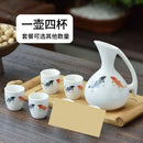 GobekUsa Ceramic Wine Set Dispenser Antique Pot Liquor Cup Warming Container