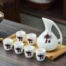 GobekUsa Ceramic Wine Set Dispenser Antique Pot Liquor Cup Warming Container