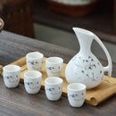 GobekUsa Ceramic Wine Set Dispenser Antique Pot Liquor Cup Warming Container