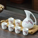 GobekUsa Ceramic Wine Set Dispenser Antique Pot Liquor Cup Warming Container