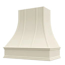Antique White Range Hood With Curved Strapped Front and Decorative Trim - 30", 36", 42", 48", 54" and 60" Widths Available