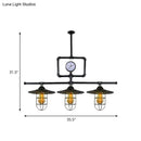 GobekUsa Antiqued Black Metal Pendant Lamp with Watermeter Deco - 3-Head Ceiling Lighting for Bar and Island