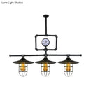 GobekUsa Antiqued Black Metal Pendant Lamp with Watermeter Deco - 3-Head Ceiling Lighting for Bar and Island