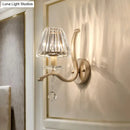 GobekUsa Antiqued Gold Crystal Prism Wall Sconce - Minimalist 1 Head Light Fixture