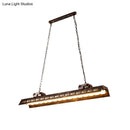 GobekUsa Antiqued Iron Rectangle Restaurant Island Lighting Fixture - Rust Finish, 2 Bulbs, Ceiling Hang