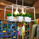 GobekUsa Antiqued Metal Island Lamp: 2 Heads, Black/White, Hanging Ceiling Light for Restaurants - 21.5"/25.5" Long