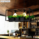 GobekUsa Antiqued Metal Island Lamp: 2 Heads, Black/White, Hanging Ceiling Light for Restaurants - 21.5"/25.5" Long