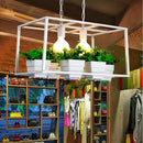 GobekUsa Antiqued Metal Island Lamp: 2 Heads, Black/White, Hanging Ceiling Light for Restaurants - 21.5"/25.5" Long