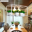 GobekUsa Antiqued Metal Island Lamp: 2 Heads, Black/White, Hanging Ceiling Light for Restaurants - 21.5"/25.5" Long
