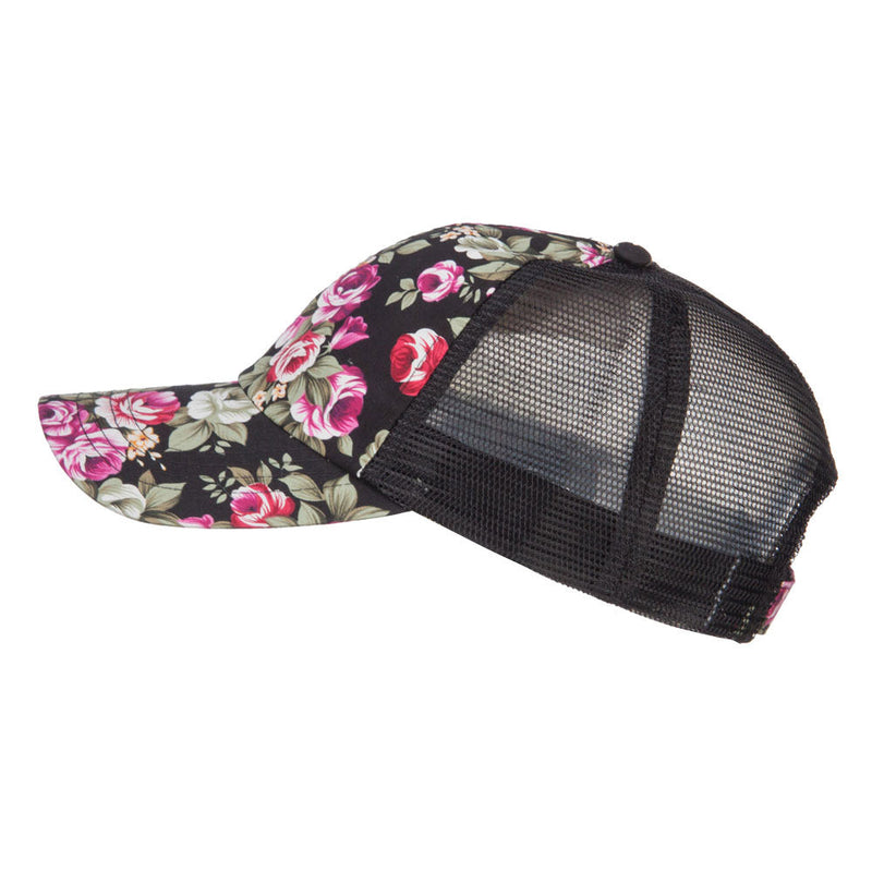 Floral Print Mesh Trucker Cap