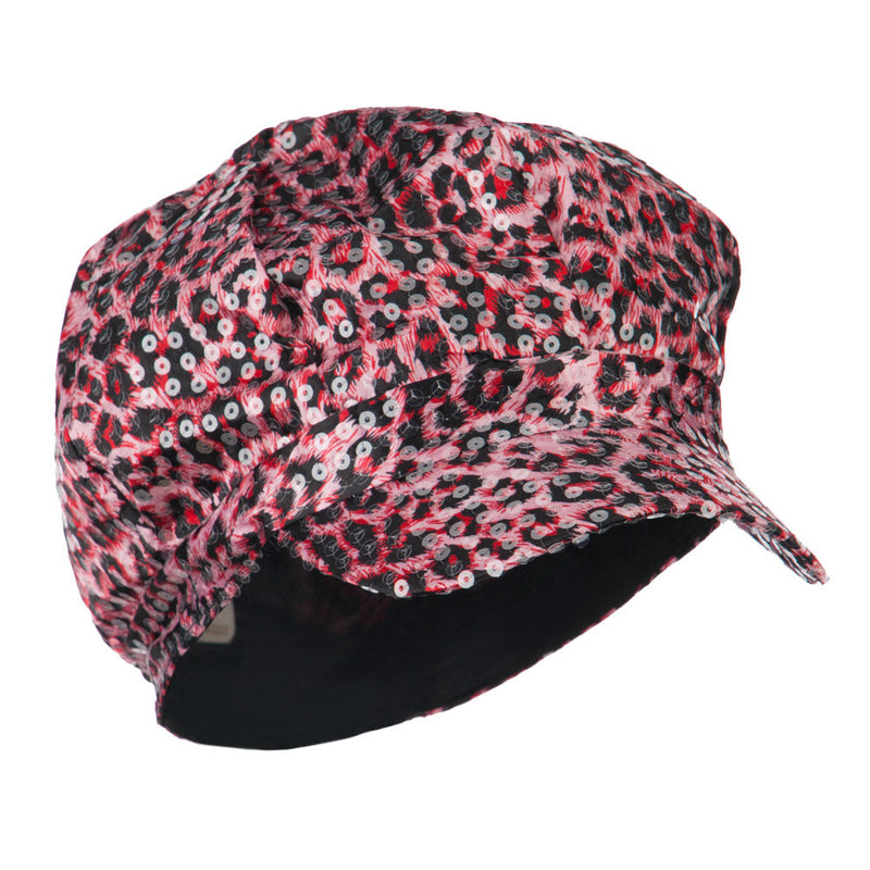 Animal Print Sequin Newsboy Cap
