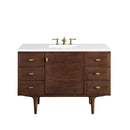 James Martin Amberly 48" Dual Mount Single Bathroom Vanity, Mid-Century Walnut