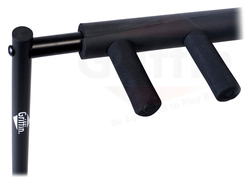 Five Guitar Rack Stand by GRIFFIN | Holder for 5 Guitars & Folds Up For Easy Transport | Neoprene Tubing Accessories | Ideal For Music Bands, Recording Studios, Schools, Stage Performers & Artists