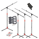 Telescoping Tripod Microphone Boom Stand with XLR Mic Cable & Clip (Pack of 4) by GRIFFIN | Premium Quality for Studio, Karaoke, Recording Studio, Live Performances, Conferences | 20ft Microphone Cord