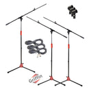Microphone Boom Stand with XLR Mic Cable & Clip (Pack of 3) by GRIFFIN - Telescoping Arm Tripod Legs for Studio Recording Accessories, Singing Karaoke
