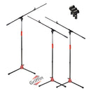 Microphone Stand with Telescopic Boom Arm (Pack of 3) by GRIFFIN - Adjustable Holder Mount For Studio Recording Accessories, Singing Vocal Karaoke