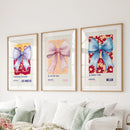Girly Bow Wall Art Trio. Preppy Pastel Fashion Quotes Posters by Wall Art Set