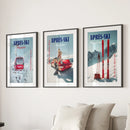 Girly Après Ski Set of 3 Posters. Chic Ski Resort Wall Decor by Wall Art Set