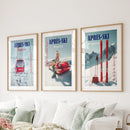 Girly Après Ski Set of 3 Posters. Chic Ski Resort Wall Decor by Wall Art Set