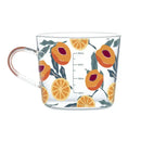 Apricot and orange pattern 500ml glass mug for kitchen breakfast by Decorbites