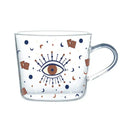 Apricot and orange pattern 500ml glass mug for kitchen breakfast by Decorbites