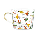Apricot and orange pattern 500ml glass mug for kitchen breakfast by Decorbites