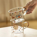 Apricot and orange pattern 500ml glass mug for kitchen breakfast by Decorbites