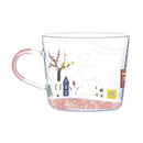 Apricot and orange pattern 500ml glass mug for kitchen breakfast by Decorbites