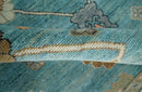 Aqua Blue and Ivory 8x10 Hand Knotted Wool Traditional Oushak Area Rug by The Rug Decor