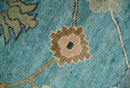 Aqua Blue and Ivory 8x10 Hand Knotted Wool Traditional Oushak Area Rug by The Rug Decor