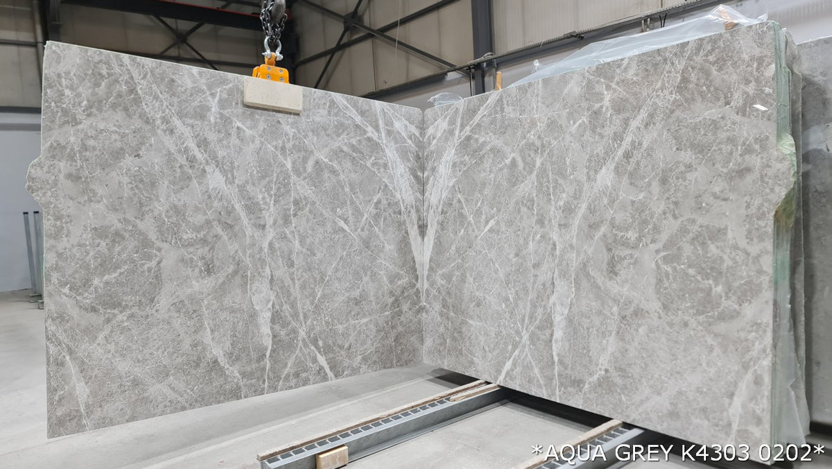Aqua Gray Marble Slabs - Polished Turkish Premium Quality