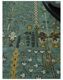 Aqua Hand Knotted Green and Ivory Traditional Turkish Vintage Style Wool Rug by The Rug Decor