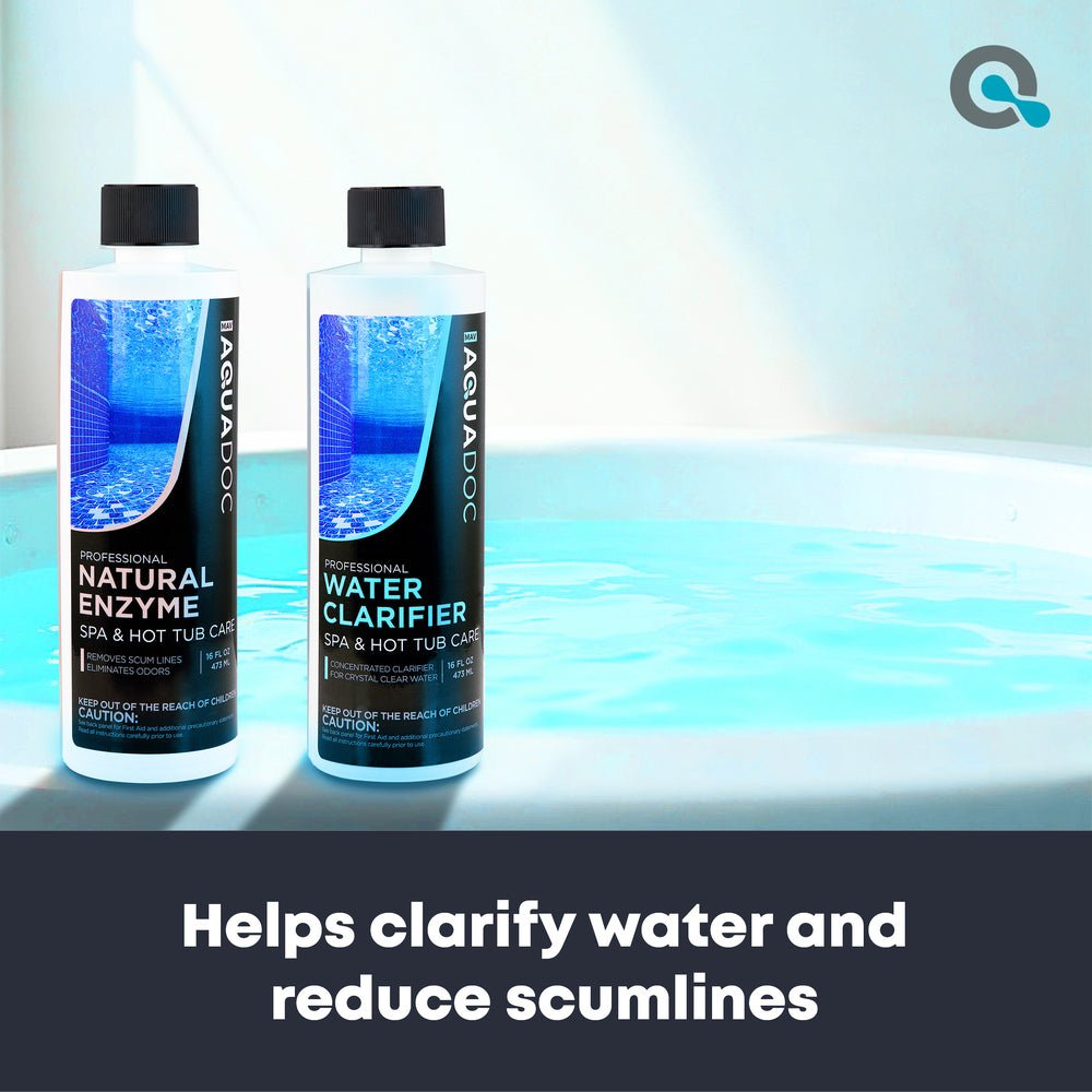 Spa Water Clarifier & Natural Enzyme Bundle, close-up of the surface