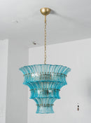 Aquamarine Calyra Tiered Glass Chandelier