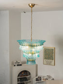 Aquamarine Calyra Tiered Glass Chandelier
