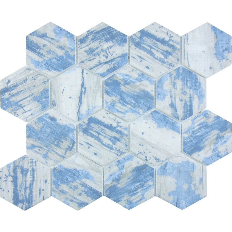 Aquatica Aspen Hexagon Glass Mosaic Tile 11.75"x10.25" - Bark Collection