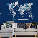 3D Wooden World Map Aqua