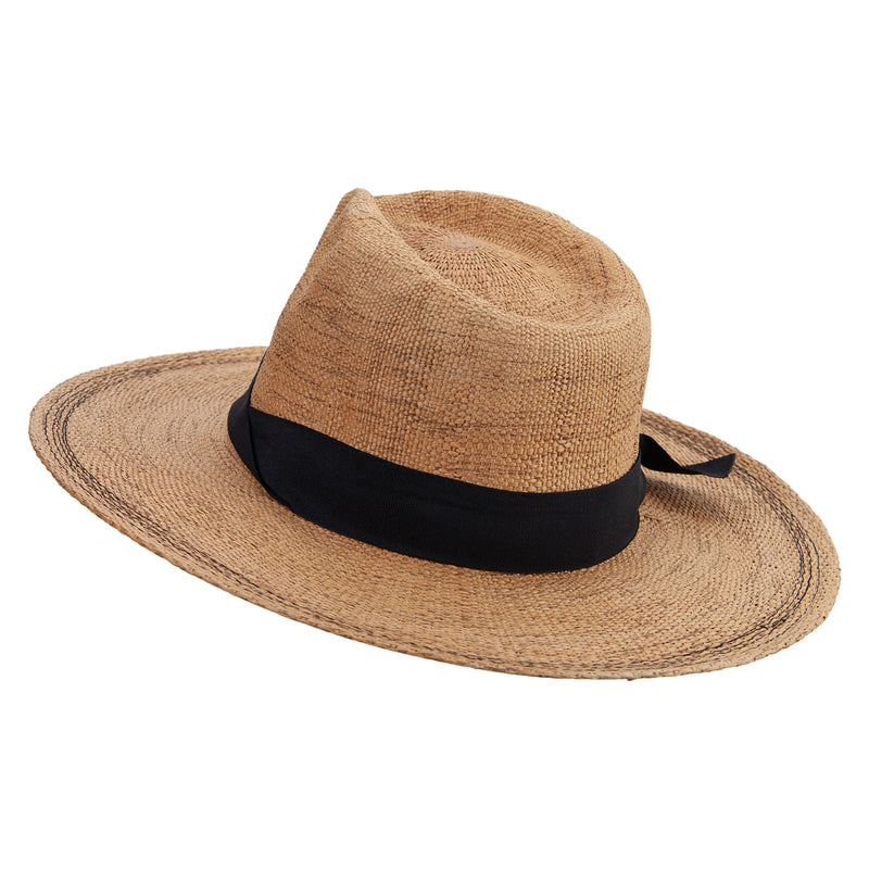 Women's Flat Brim Woven Paper Fedora Hat