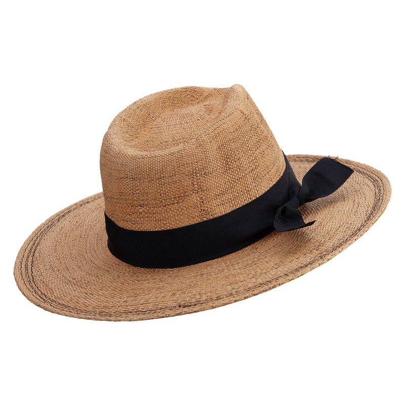 Women's Flat Brim Woven Paper Fedora Hat