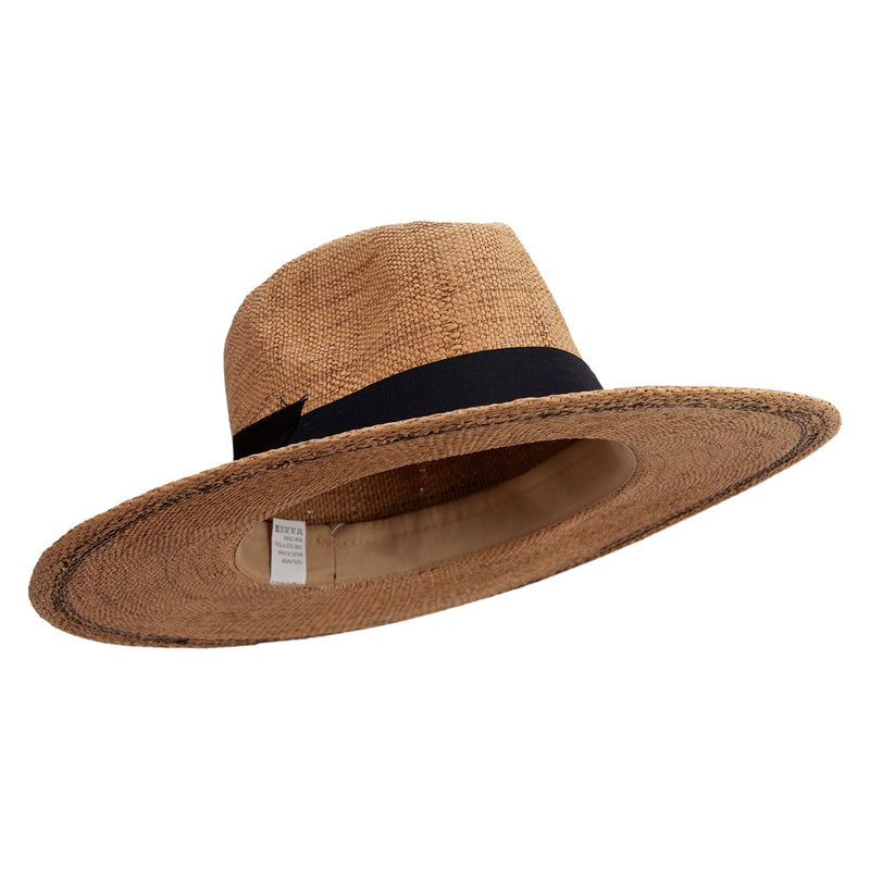 Women's Flat Brim Woven Paper Fedora Hat