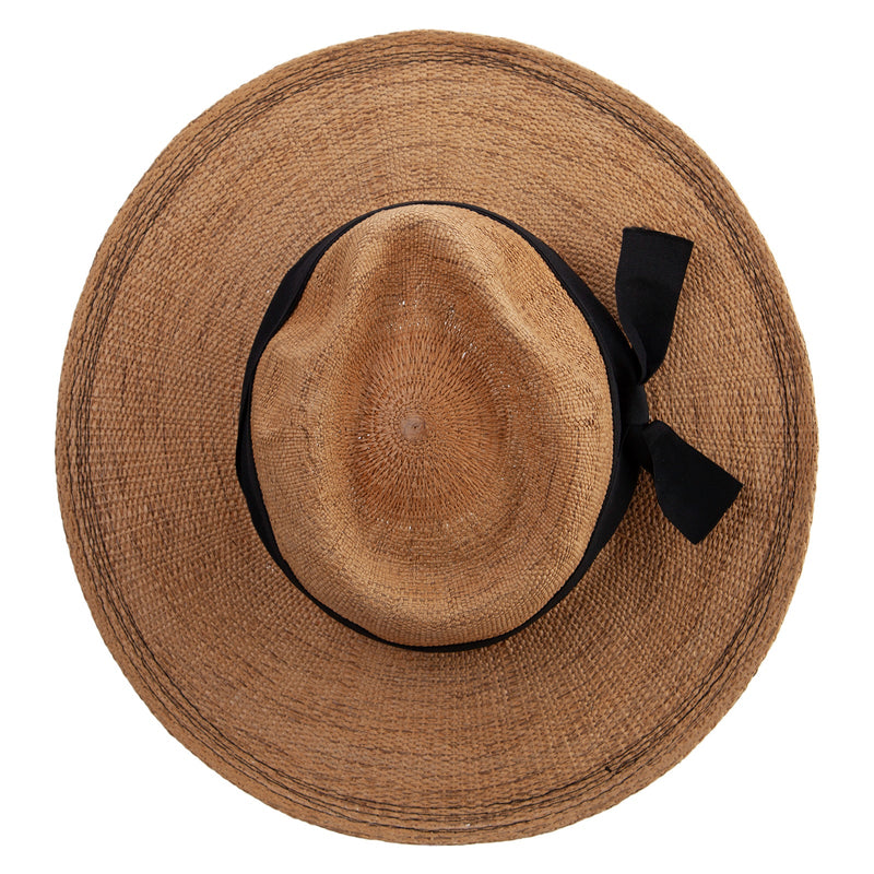Women's Flat Brim Woven Paper Fedora Hat