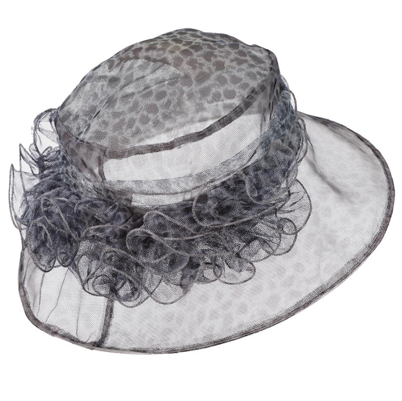 Leopard Print Ruffle Flower Organza Hat