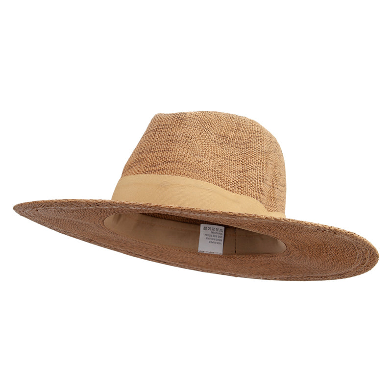 Women's Flat Brim Woven Paper Fedora Hat