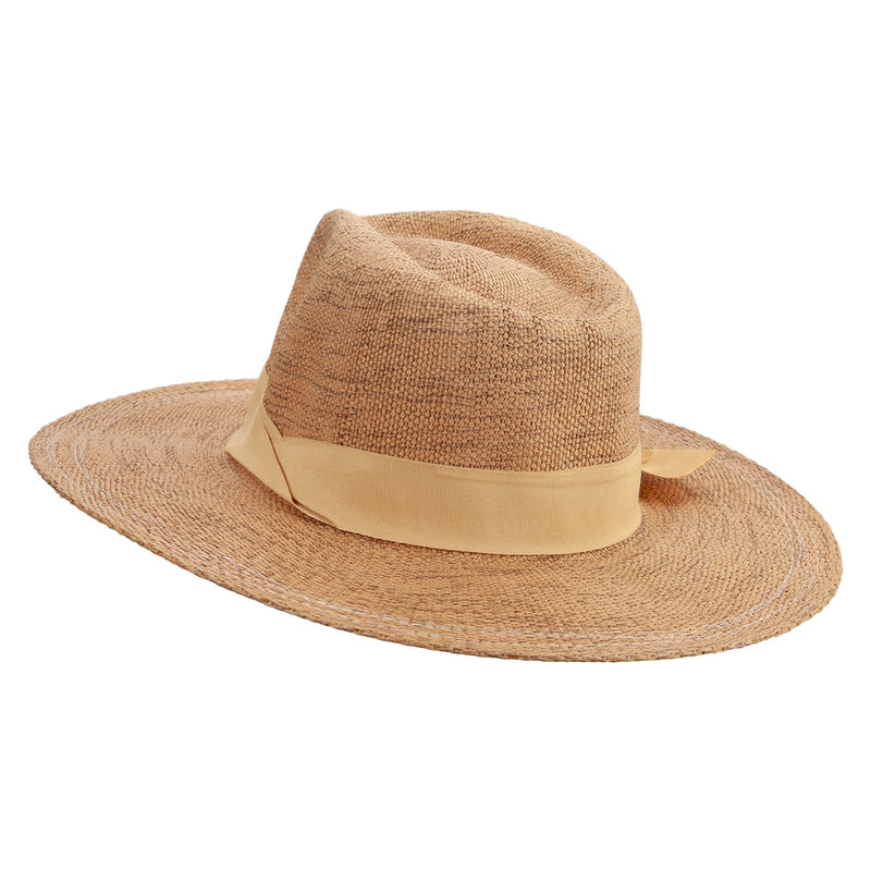Women's Flat Brim Woven Paper Fedora Hat