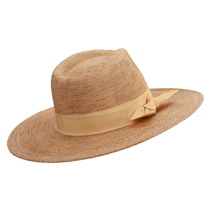 Women's Flat Brim Woven Paper Fedora Hat