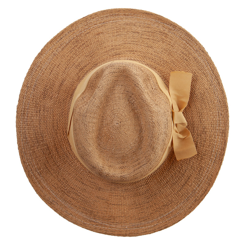 Women's Flat Brim Woven Paper Fedora Hat