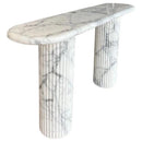 Arabescato Carrara White Marble Console Table - Handcrafted Designer Fluted Legs